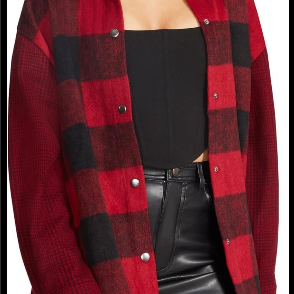 Steve Madden Plaid Jacket in Red and Black